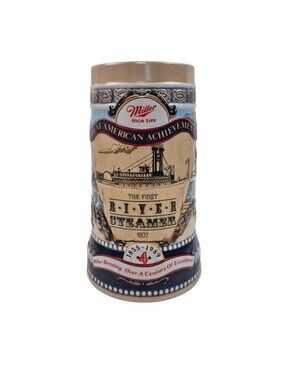 Miller High Life Stein Great American Achievements 1st River Steamer Brazil 4th